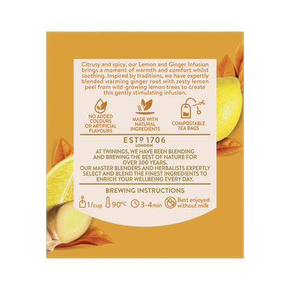Twinings Lemon & Ginger Infusions Tea Bags - 15g