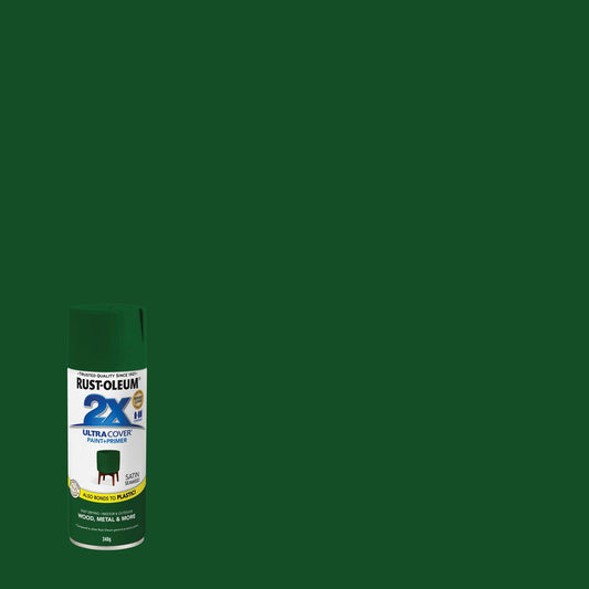 Rust Oleum 2x Ultra Cover Satin Spray Paint Seaweed Green 340g