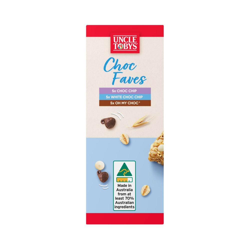 Une Tobys Chewy Choc Lovers Muesli Bars Variety Pack School Lunchbox Snacks - 15 pack
