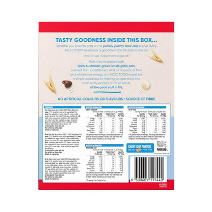 Une Tobys Chewy Choc Lovers Muesli Bars Variety Pack School Lunchbox Snacks - 15 pack