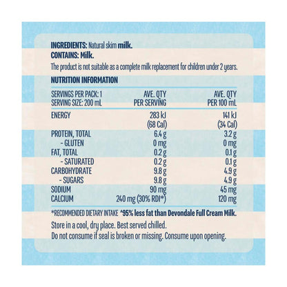 Devondale Uht Skim Multipack Milk 200ml - 6 Pack