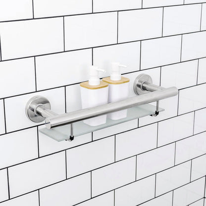 Evekare Bath Shelf With Grab Rail - 488mm Stainless Steel - Supports 250kg
