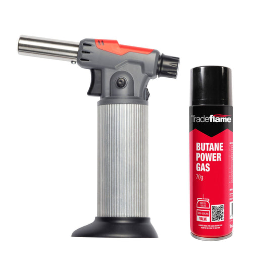 Tradeflame Turbo Max Butane Heat Torch Kit - Piezo Ignition, Portable, Variable Control