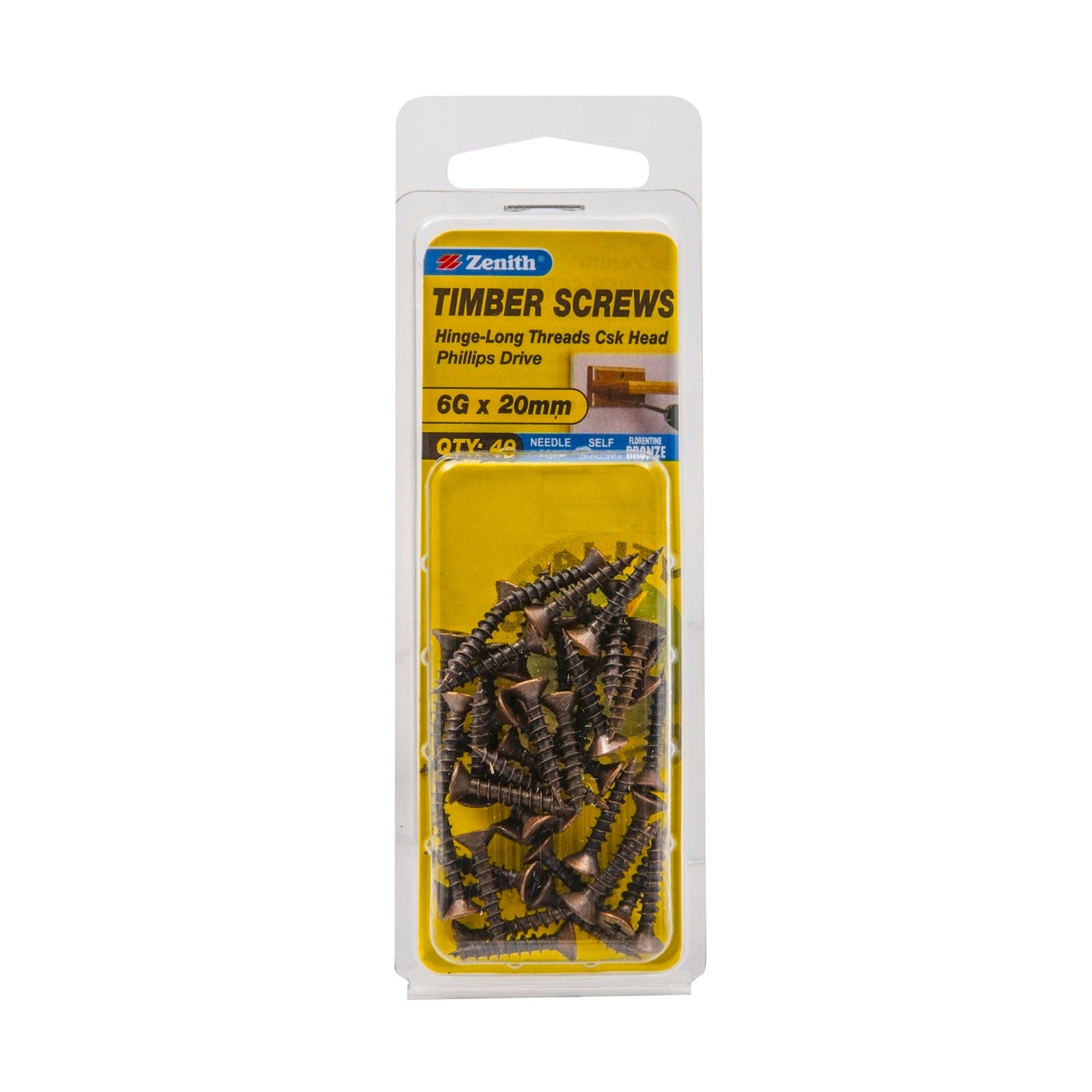 Zenith Timber Screws - 6g x 20mm - Florentine Bronze - 40 Pack