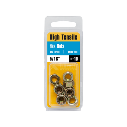 Pinnacle Yellow Zinc Hi Tensile Nuts - 5/16" - 10 Pack