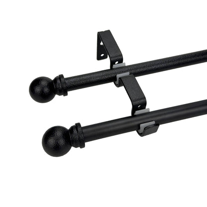 Pillar Black Double Universal Curtain Rod Bracket - 16mm & 25mm - 1 Pair