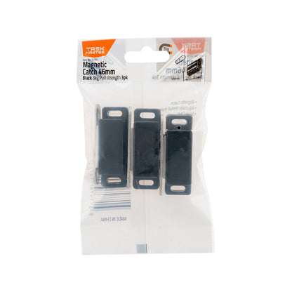 Taskmaster Magnetic Door Catch - 46mm - Black - 3 Pack