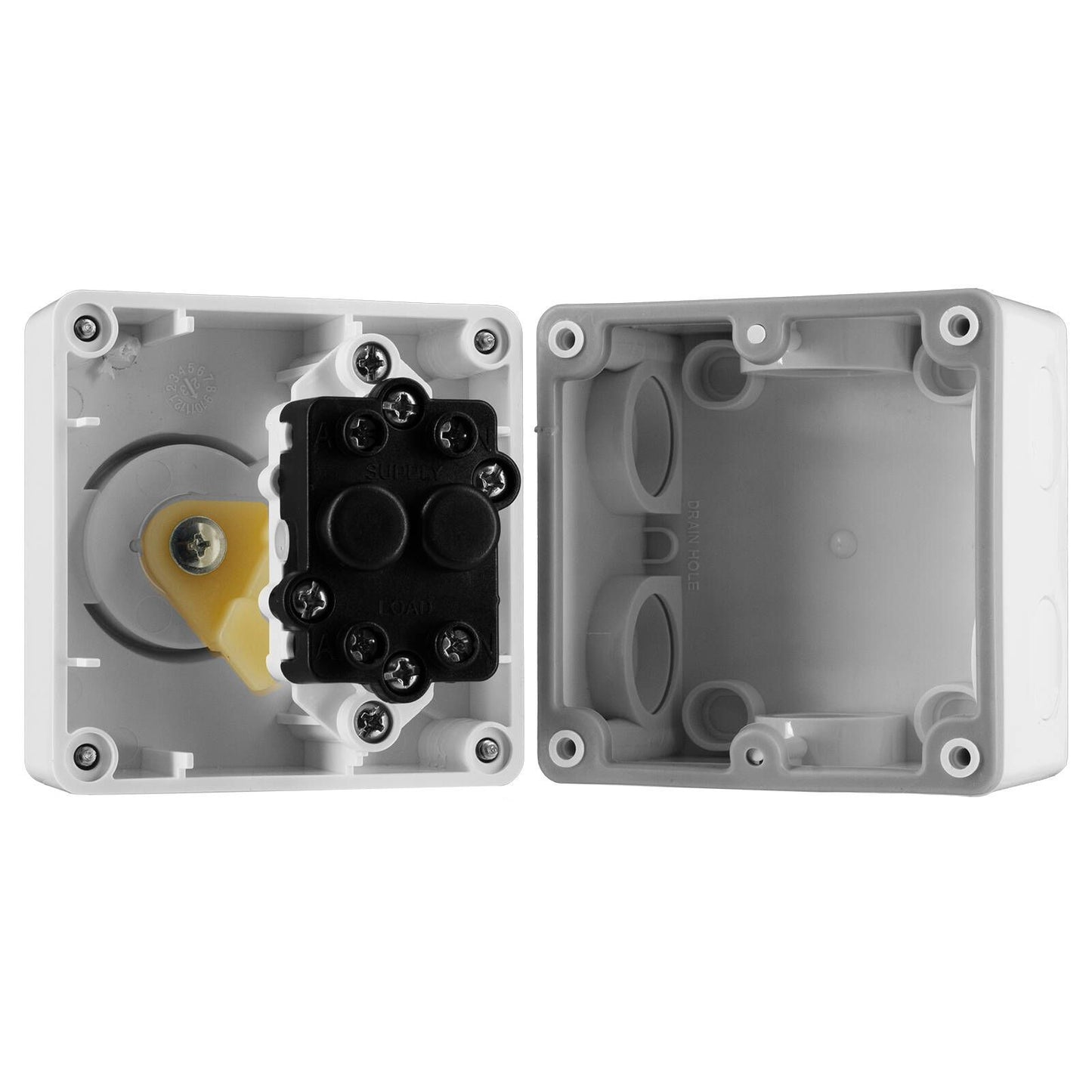 DETA IP66 Weatherproof Double Pole Isolator - 40A - 85 x 85 x 70mm - White
