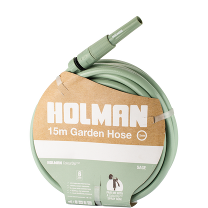 Holman 15m Garden Hose and Nozzle Set - 12mm - Sage