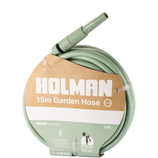 Holman 15m Garden Hose and Nozzle Set - 12mm - Sage