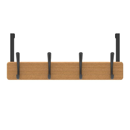Mode 4 Bamboo Over Door Hanger - 5 Black Hooks - 450mm x 70mm x 45mm