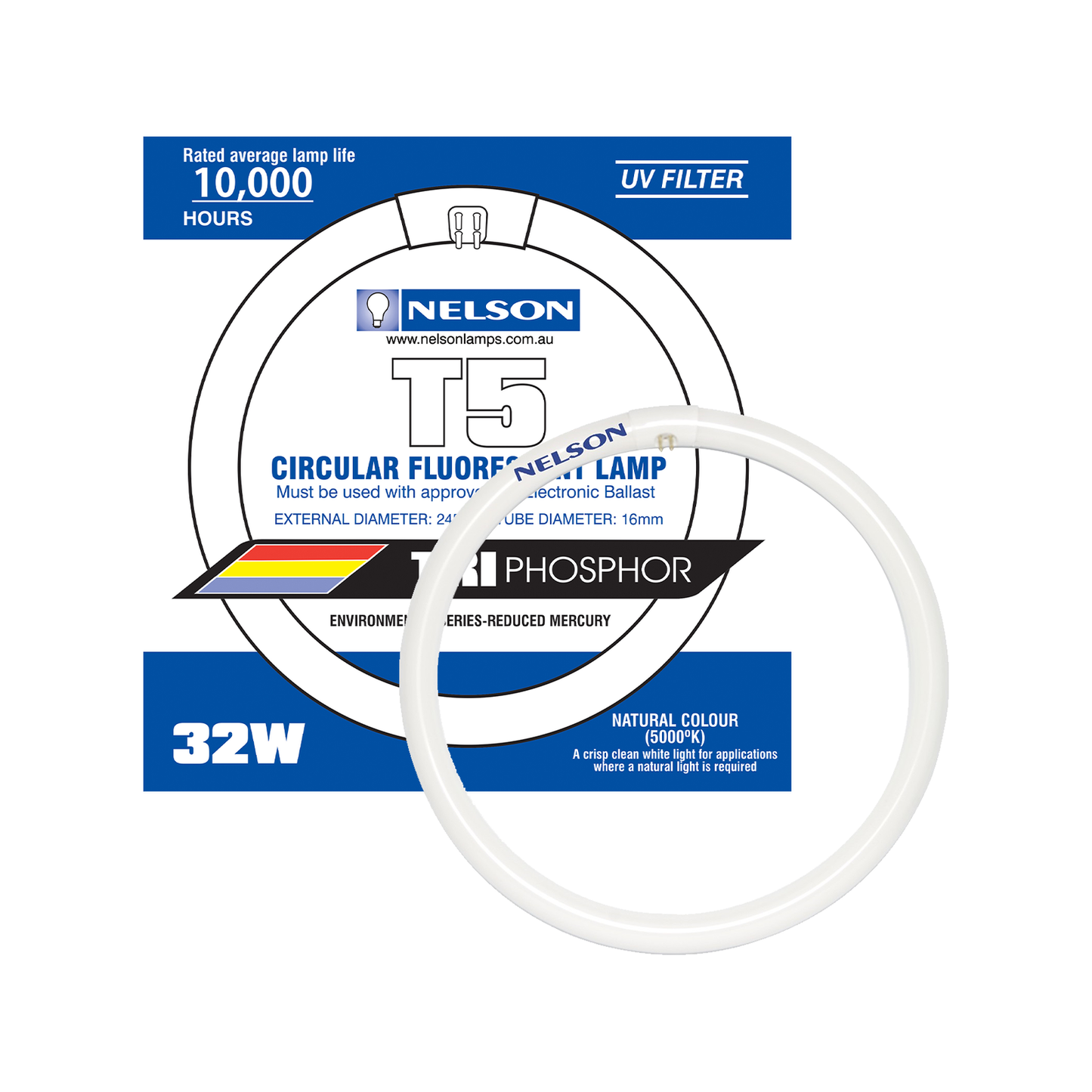Nelson T5 Fluorescent Tube - 32W - 245mm