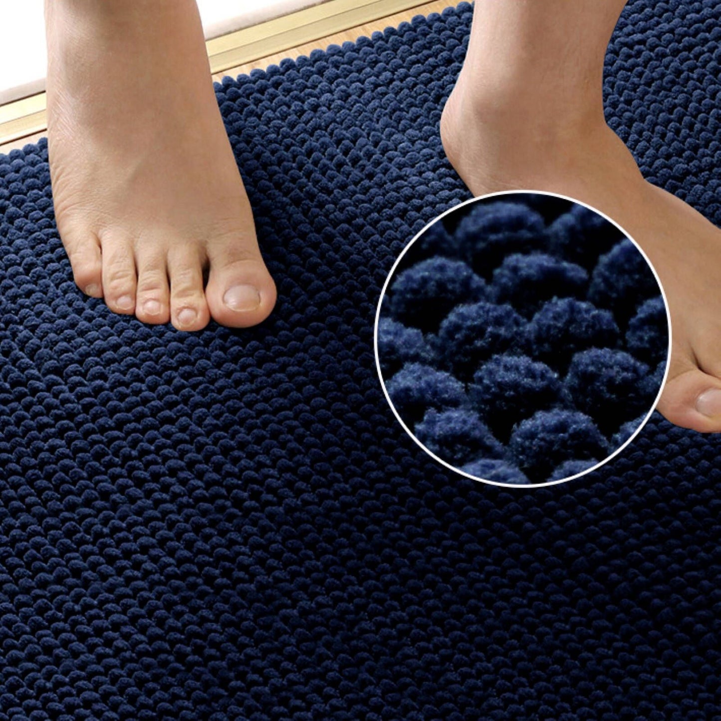 Barelli Chenille Bath Mat - 120 x 60cm - Navy