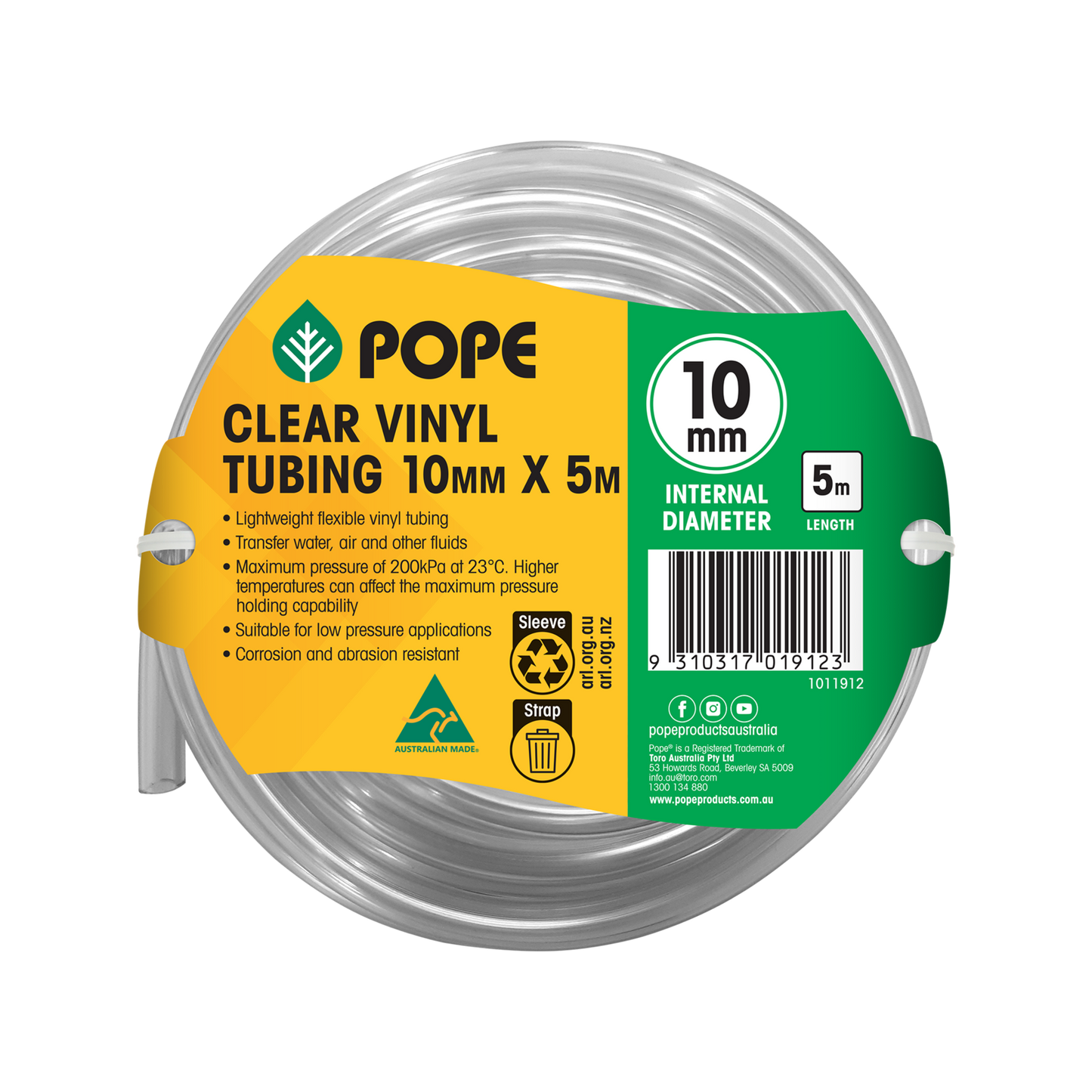 Pope Clear Vinyl Tubing - 10mm x 5m