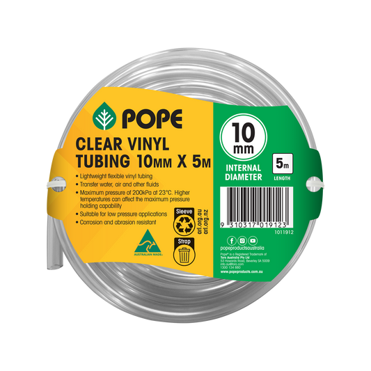 Pope Clear Vinyl Tubing - 10mm x 5m