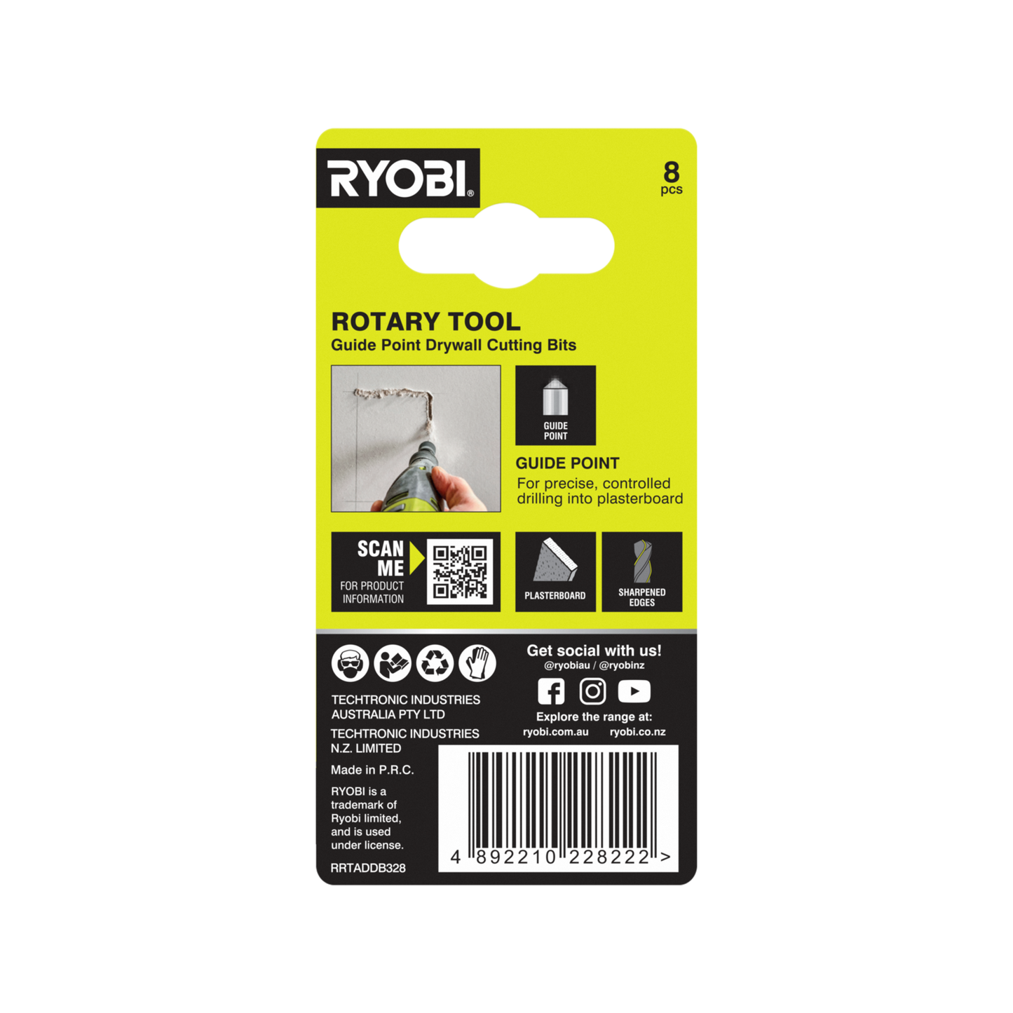 Ryobi Rotary Tool Drill Bit Set - 3.2mm - 8 Piece