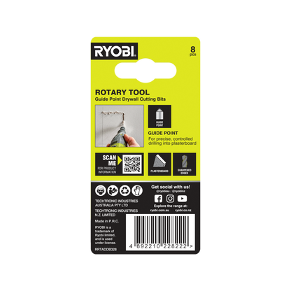 Ryobi Rotary Tool Drill Bit Set - 3.2mm - 8 Piece