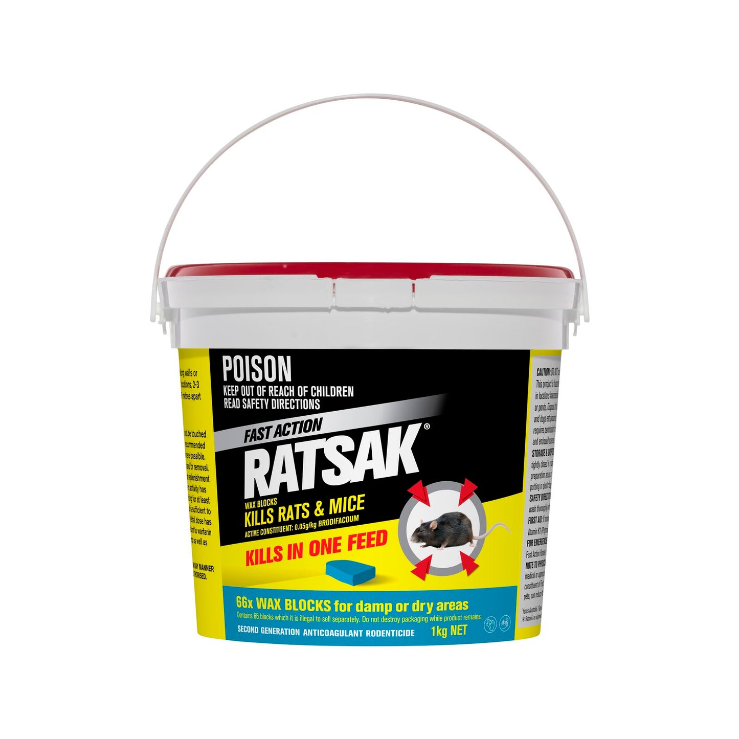 RATSAK Fast Action Wax Blocks - 1kg - 66 Pack