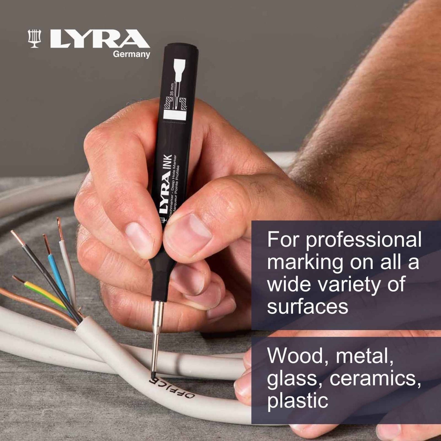 Lyra Black Deep Hole Permanent Construction Marker - 1mm - 35mm