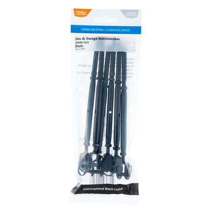 Taskmaster Black Stainless Steel Jaw and Swage Bottle Screw - 3mm - 6 Pack