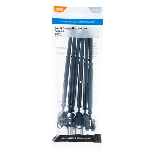 Taskmaster Black Stainless Steel Jaw and Swage Bottle Screw - 3mm - 6 Pack
