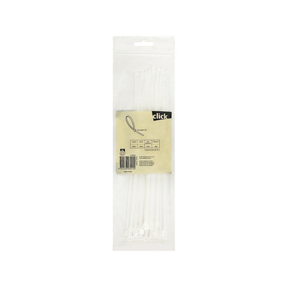 Click White Releasable Cable Tie - 250mm - 25 Pack
