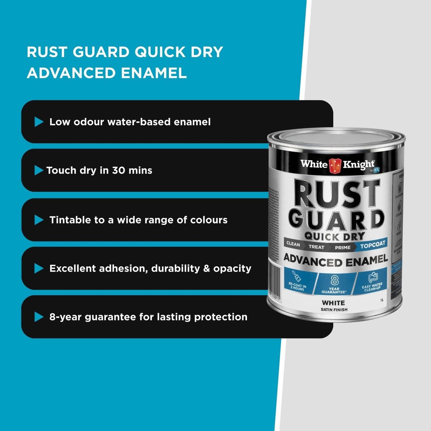 White Knight Rust Guard Satin Enamel Paint - 1L