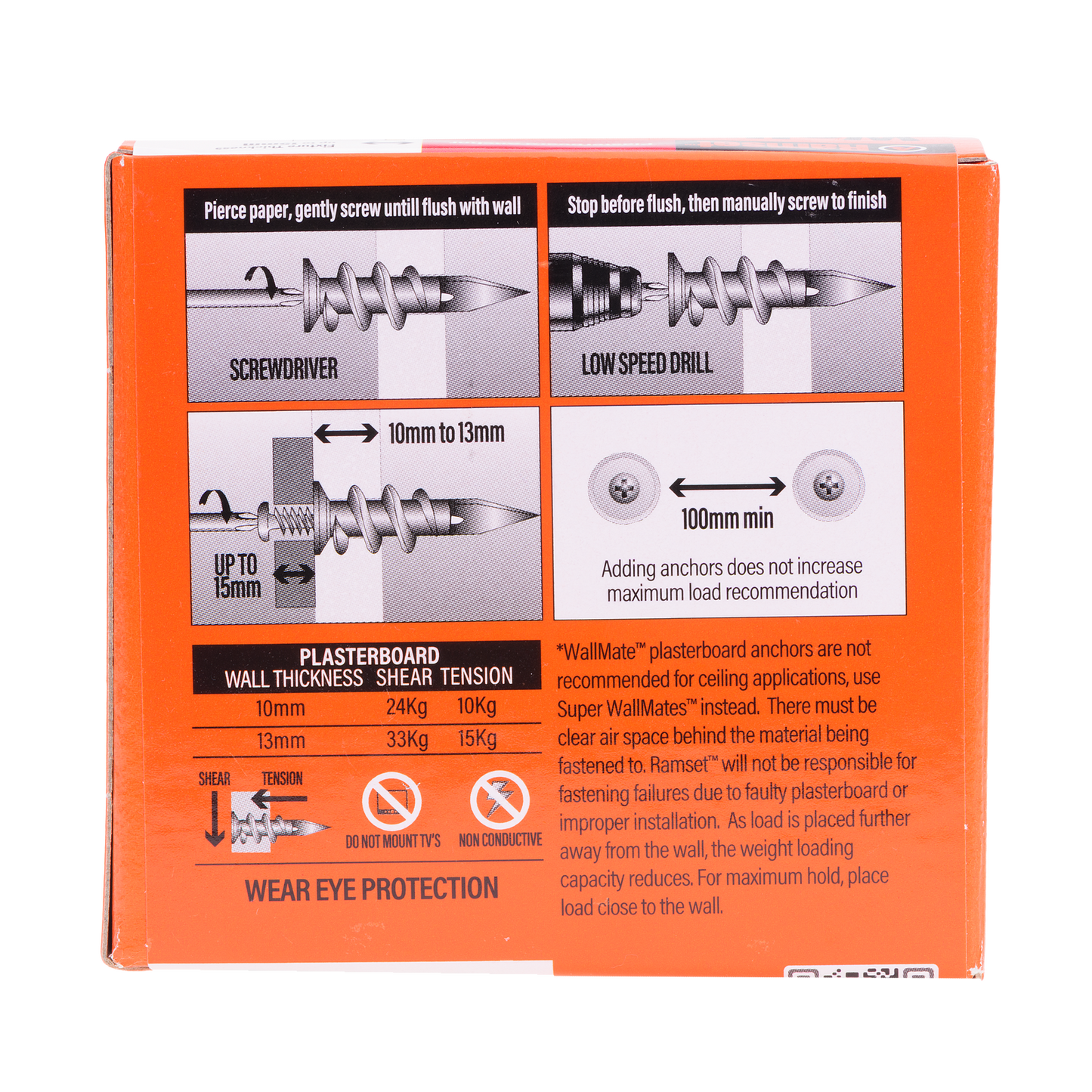 Ramset Nylon Wallmate Plasterboard Anchor with Screws - 75 x 70mm - 20 Pack