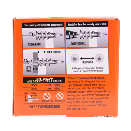 Ramset Nylon Wallmate Plasterboard Anchor with Screws - 75 x 70mm - 20 Pack