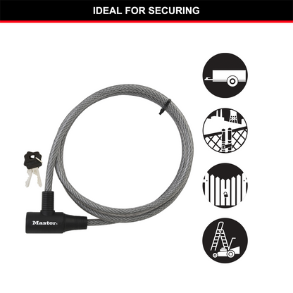 Master Lock Keyed Cable Lock 10mm x 1.8m Braided Steel Durable