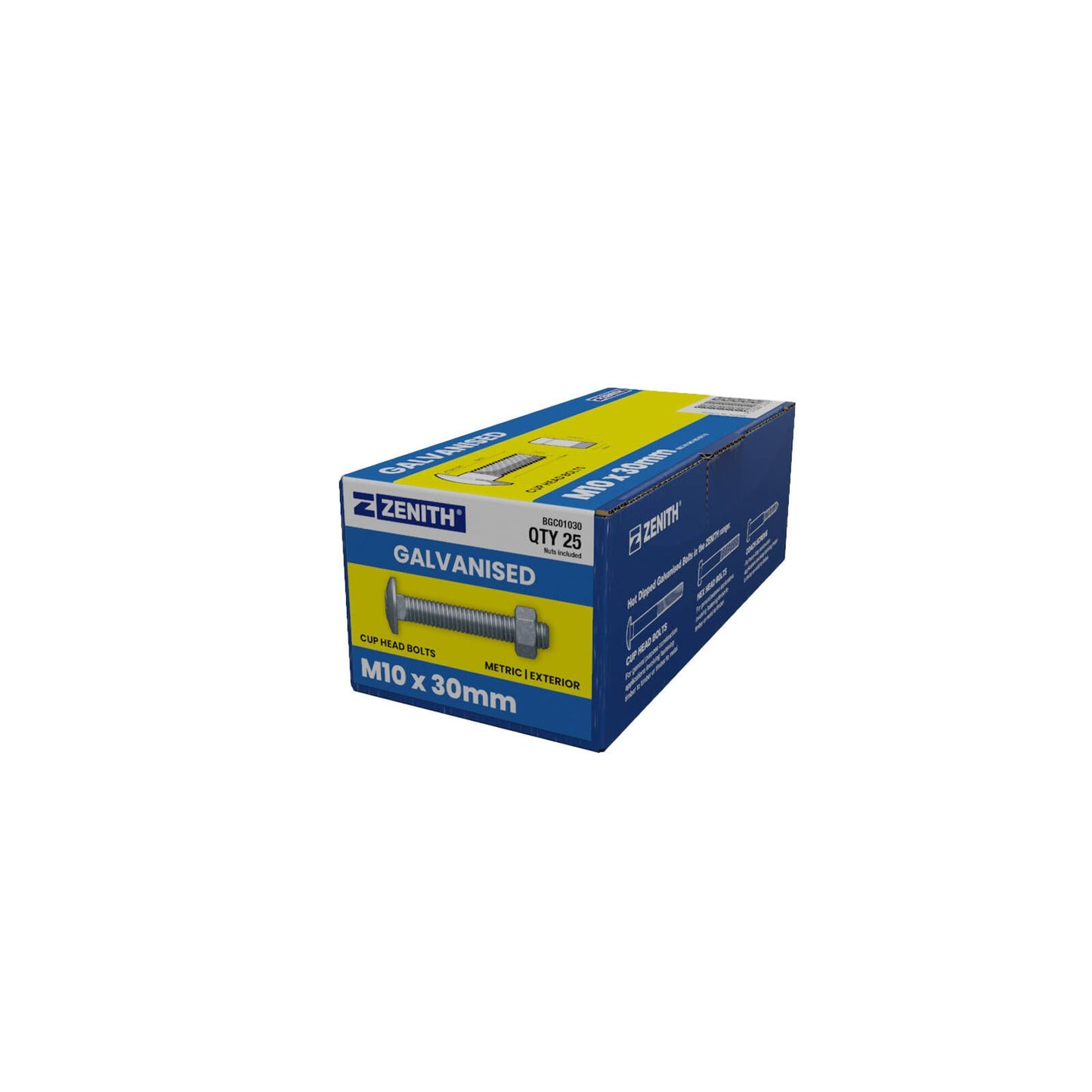 Zenith M10 x 30mm Cup Head Bolts and Nuts - 25 Pack