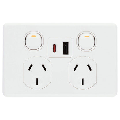Deta x6 Double Power Point with USB A+C PD30W - 50 x 74 x 115mm
