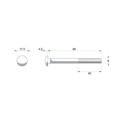 Zenith Hot Dip Galvanised Cup Head Bolts & Nuts - M8 x 90mm - 25 Pack