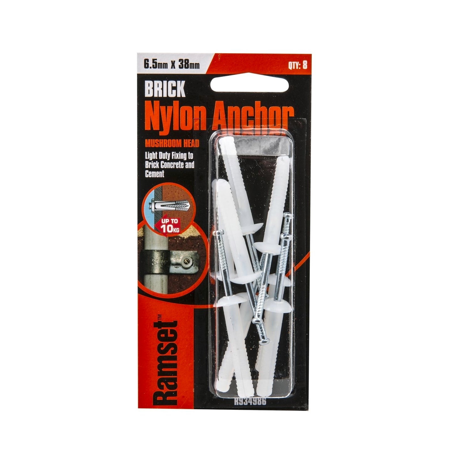 Ramset Nylon Anchor - 6.5 x 38mm - 8 Pack