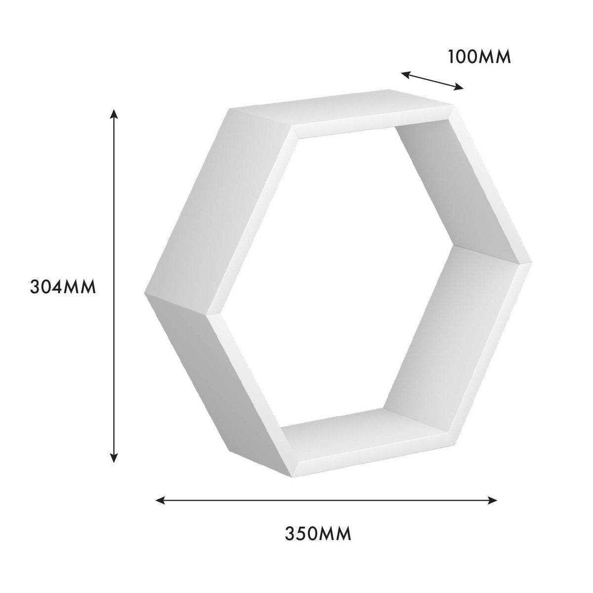 Flexi Storage White Matt Hexagonal Shelf - 350mm x 304mm x 100mm - White