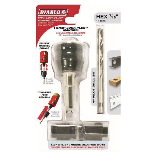 Diablo 7 16 Snap Lock Plus Mandrel System - 3/8” Hex Shank - 60 mm Cutting Depth