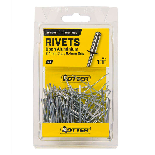 Otter Open Aluminium Blind Rivets - 4 x 6.4mm - 100 Pack