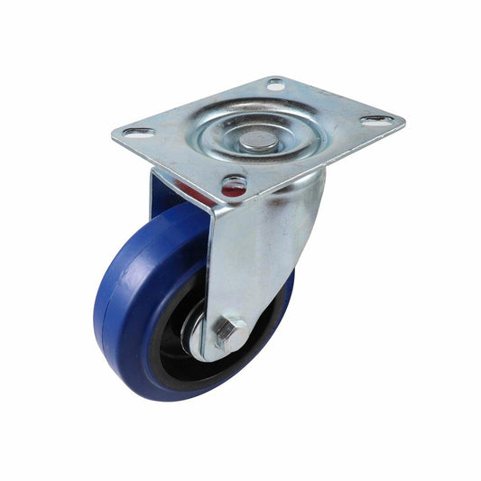 Easyroll Castor - 100mm - Blue Elastic Rubber - Heavy Duty