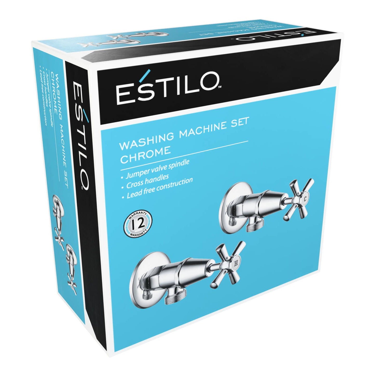 Estilo Chrome Jumper Valve Cross Handle Washing Machine Set - 1245 x 65 x 245mm