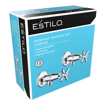 Estilo Chrome Jumper Valve Cross Handle Washing Machine Set - 1245 x 65 x 245mm
