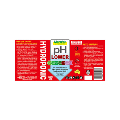 Manutec Hydroponic pH Lower - 600ml