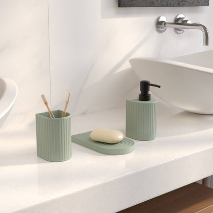 Astin Sinclair Celadon Ribbed 3 Piece Bathroom Set - 74 x 168mm