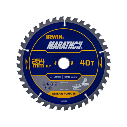Irwin Marathon Circular Saw Blade - 254mm - 40T