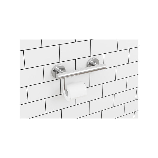 Evekare Toilet Roll Holder Grab Rail - 300mm - Stainless Steel - Supports 250kg
