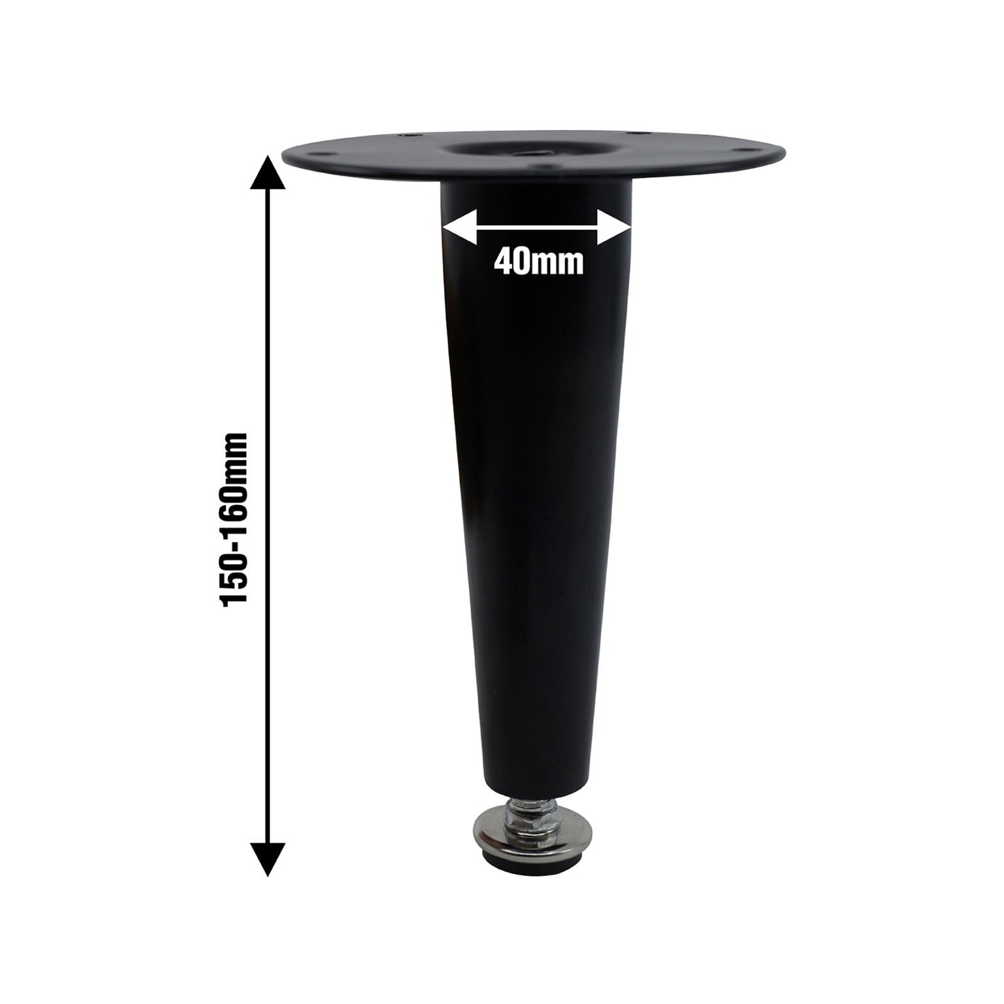 Adoored 150mm Black Tapered Metal Legs