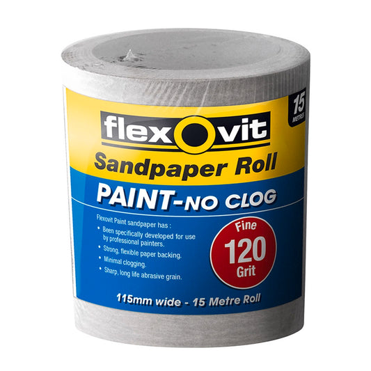 Flexovit Sandpaper Roll - 115mm x 15m - 120 Grit
