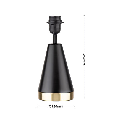 Verve Design Jessica Lamp Base - 120 x 280mm - Black/Gold