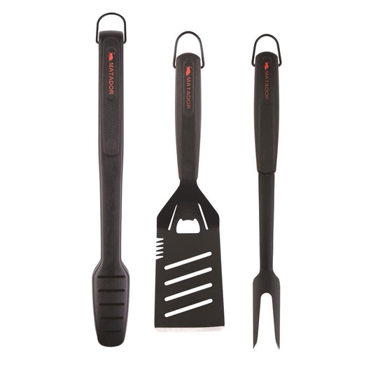 Matador BBQ Tool Set - Non Stick - 3 Piece - Stainless Steel - Easy Clean