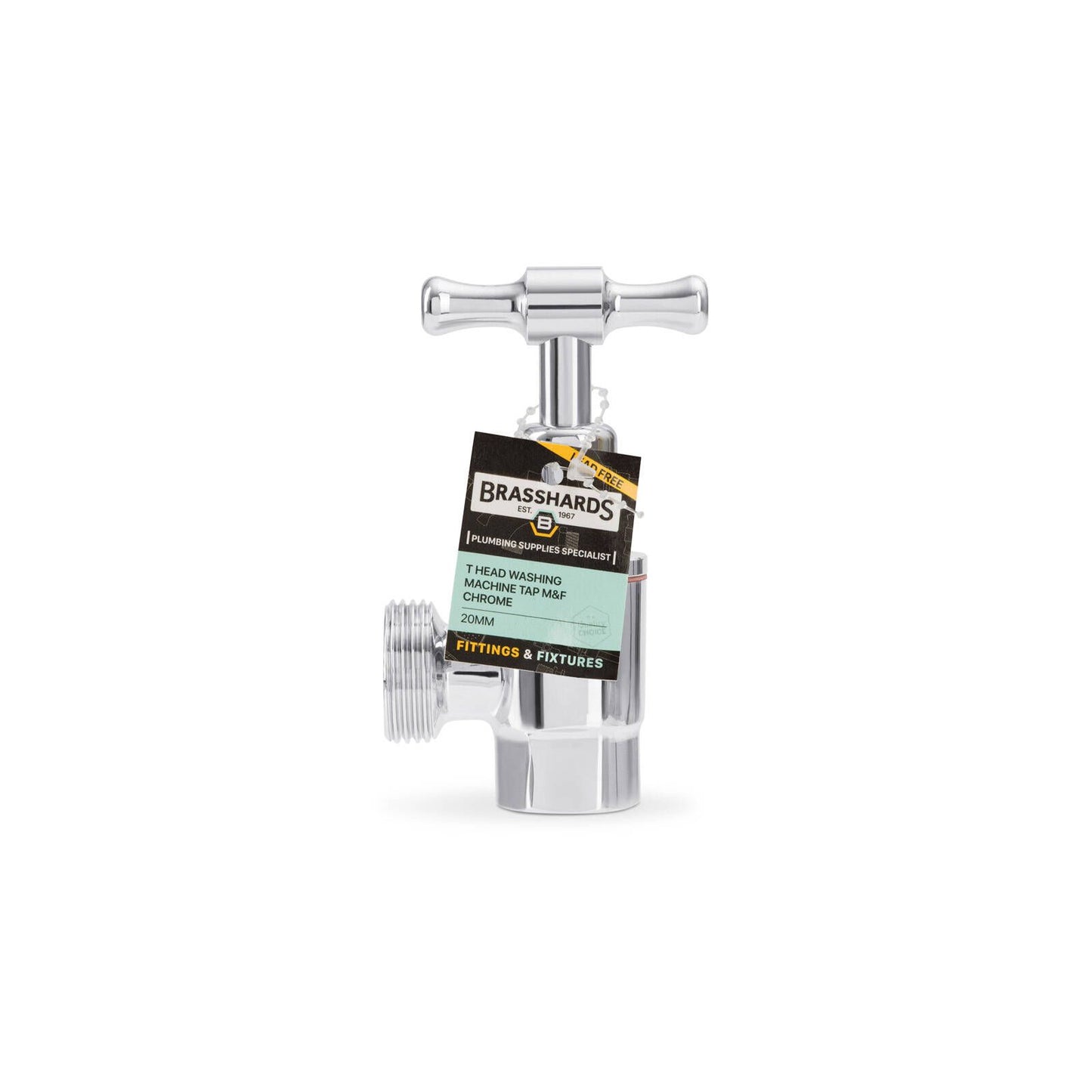 Brasshards T Head Washing Machine Tap - 20 x 15mm - Chrome