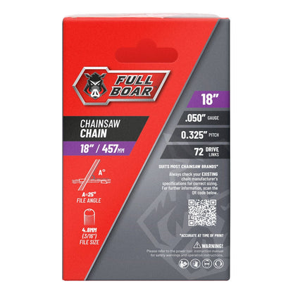 Full Boar Chainsaw Chain - 18" - 457mm - 72 Drive Links